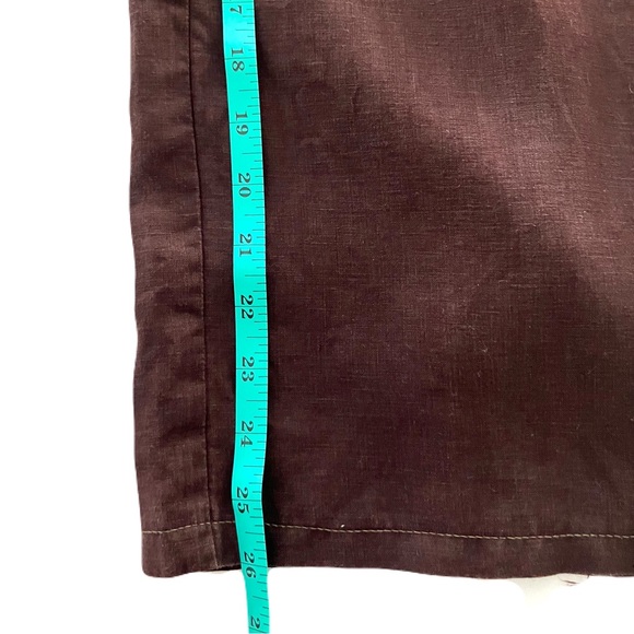 Kate Hill Chocolate Draw String Ankle Length Linen Pants - Picture 7 of 9